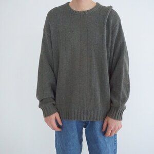 Eddie Bauer Green Cotton Blend Textured Knit Sweater Minimalist Quiet Luxury L